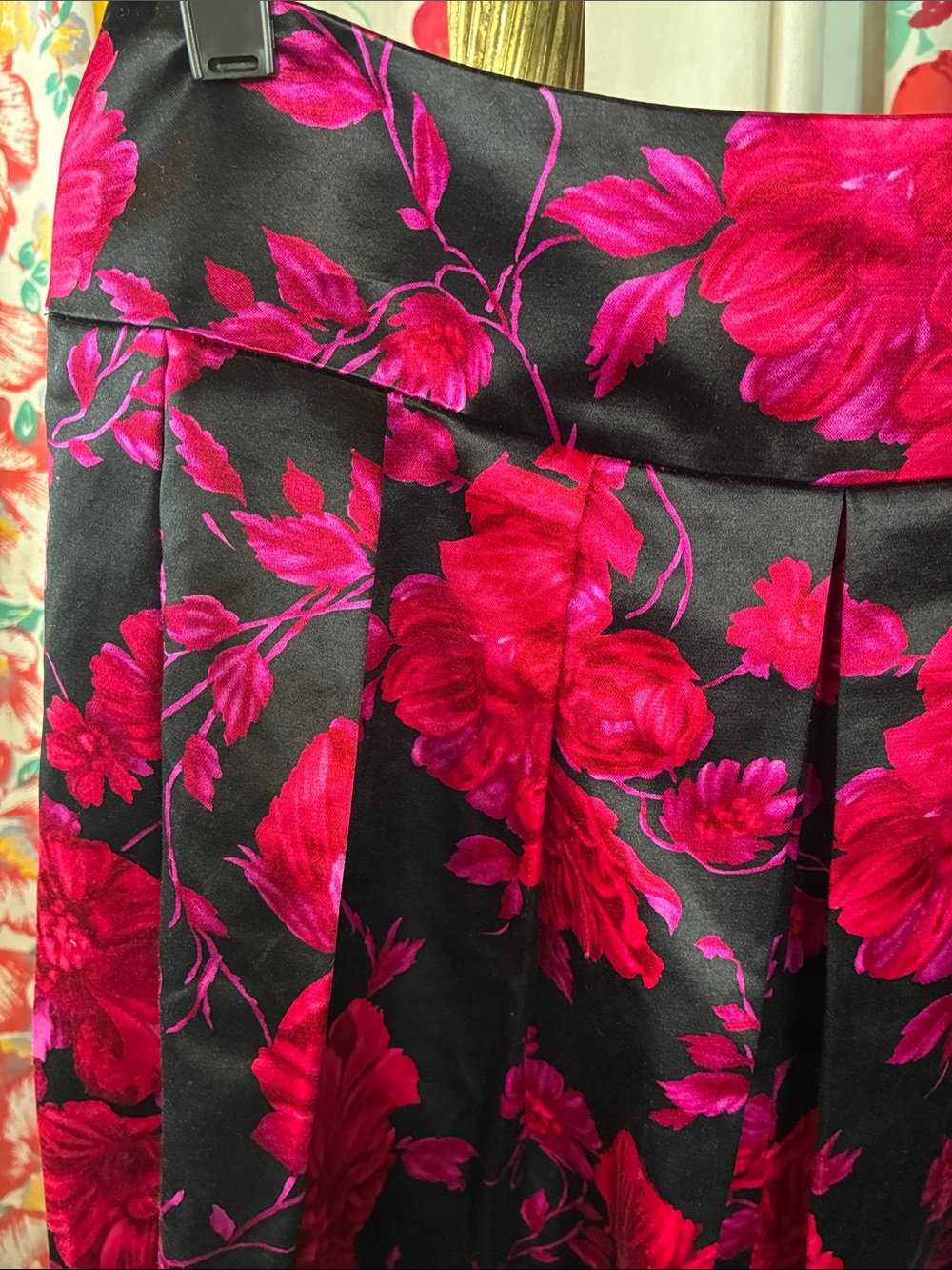 Talbots Women's Black Skirt with Fuchsia Floral pattern - Picture 3 of 5